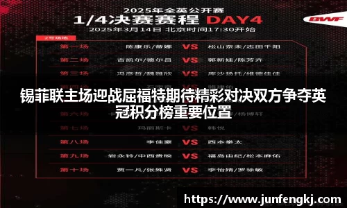锡菲联主场迎战屈福特期待精彩对决双方争夺英冠积分榜重要位置